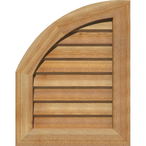 Ekena Millwork Quarter Round Top Left Western Red Cedar Gable Vent w/Decorative Face Frame, 09"W x 28"H - GVWQL09X2802RDUWR