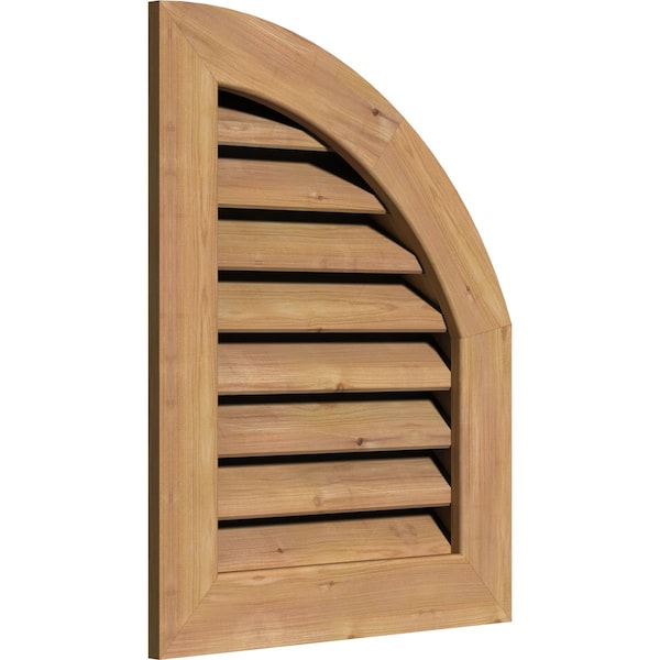 Ekena Millwork Quarter Round Top Right Western Red Cedar Gable Vent w/1" x 4" Flat Trim Frame, 10"W x 28"H - GVWQR10X2801SFUWR