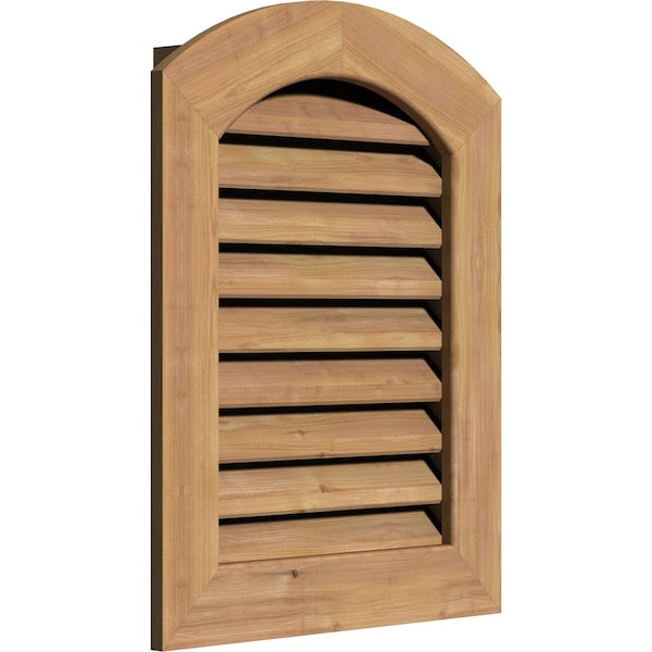 Ekena Millwork Arch Top Gable Vent Functional, Western Red Cedar Gable Vent w/ 1" x 4" Flat Trim Frame, 14"W x 20"H - GVWAR14X2001SFUWR
