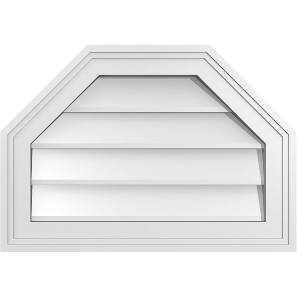 Ekena Millwork Octagonal Top Surface Mount PVC Gable Vent w/ 2"W x 1-1/2"P Brickmould Frame, 20"W x 14"H - GVPOT20X1402SN