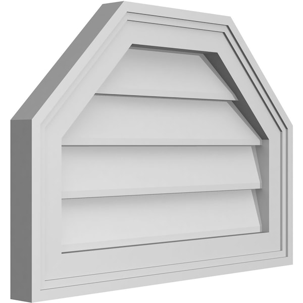 Ekena Millwork Octagonal Top Surface Mount PVC Gable Vent w/ 2"W x 1-1/2"P Brickmould Frame, 20"W x 14"H - GVPOT20X1402SN