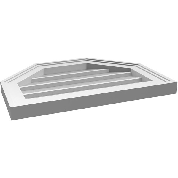 Ekena Millwork Octagonal Top Surface Mount PVC Gable Vent w/ 2"W x 1-1/2"P Brickmould Frame, 20"W x 14"H - GVPOT20X1402SN