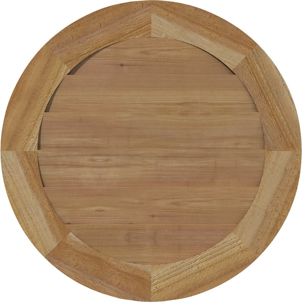 Ekena Millwork Round Gable Vent Non-Functional, Western Red Cedar Gable Vent w/ Decorative Face Frame, 14"W x 14"H - GVWRO14X1402RDUWR
