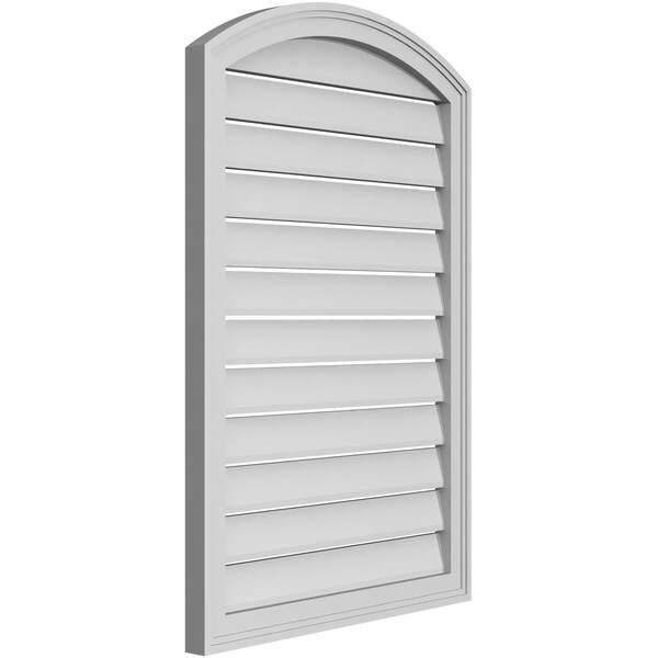 Ekena Millwork Arch Top Surface Mount PVC Gable Vent: Non-Functional, w/2"W x 1-1/2"P Brickmould Frame, 26"W x 36"H - GVPAR26X3602SN