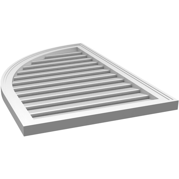 Ekena Millwork Quarter Round Top Left Surface Mount PVC Gable Vent w/ 2"W x 1-1/2"P Brickmould Frame, 24"W x 36"H - GVPQL24X3602SF