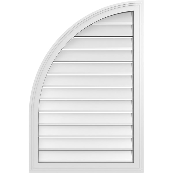 Ekena Millwork Quarter Round Top Left Surface Mount PVC Gable Vent w/ 2"W x 1-1/2"P Brickmould Frame, 24"W x 36"H - GVPQL24X3602SF