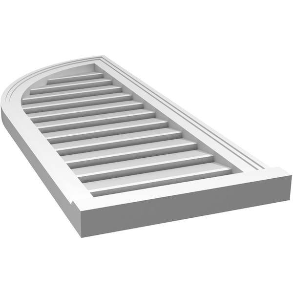 Ekena Millwork Quarter Round Top Left Surface Mount PVC Gable Vent w/ 2"W x 2"P Brickmould Sill Frame, 16"W x 38"H - GVPQL16X3803SF