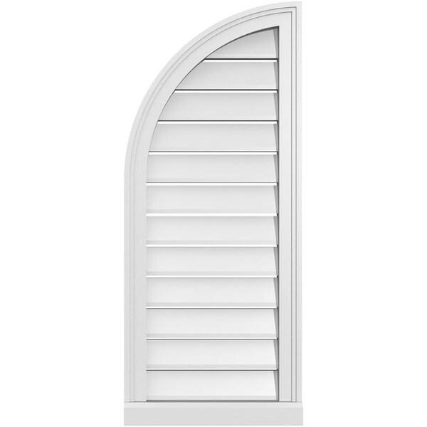 Ekena Millwork Quarter Round Top Left Surface Mount PVC Gable Vent w/ 2"W x 2"P Brickmould Sill Frame, 16"W x 38"H - GVPQL16X3803SF