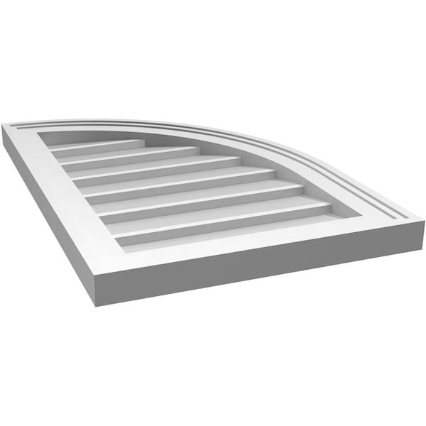 Ekena Millwork Quarter Round Top Right Surface Mount PVC Gable Vent w/ 2"W x 2"P Brickmould Sill Frame, 16"W x 24"H - GVPQR16X2403SN