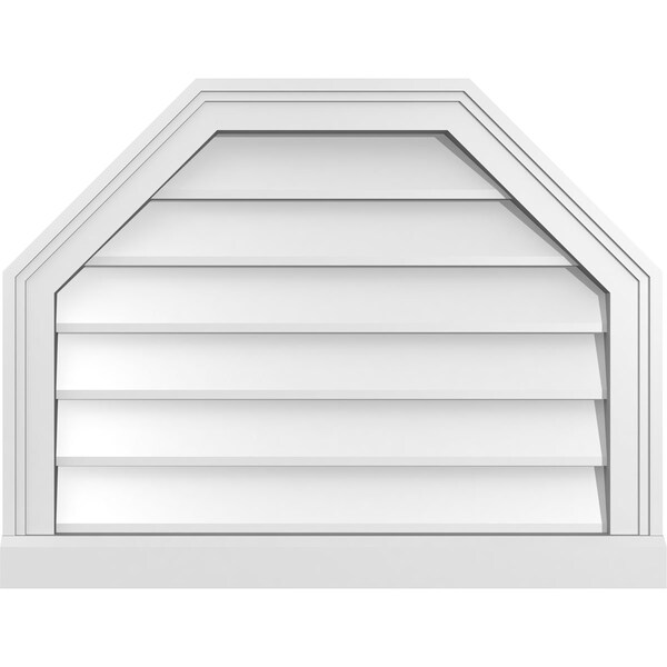 Ekena Millwork Octagonal Top Surface Mount PVC Gable Vent w/ 2"W x 2"P Brickmould Sill Frame, 26"W x 20"H - GVPOT26X2003SN