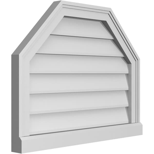 Ekena Millwork Octagonal Top Surface Mount PVC Gable Vent w/ 2"W x 2"P Brickmould Sill Frame, 26"W x 20"H - GVPOT26X2003SN