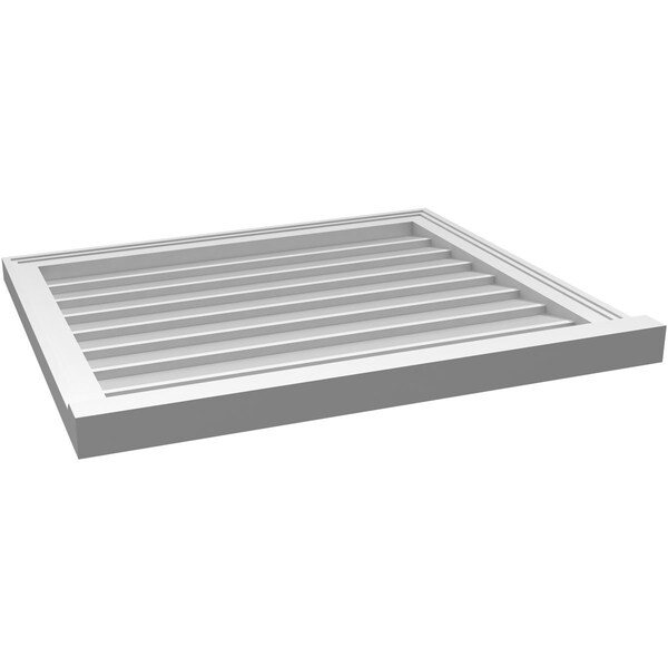 Ekena Millwork Vertical Surface Mount PVC Gable Vent w/ 2"W x 2"H , Brickmould Sill Frame, 30"W x 26"H - GVPVE30X2603SN