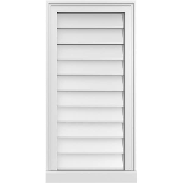 Ekena Millwork Vertical Surface Mount PVC Gable Vent w/ 2"W x 2"H , Brickmould Sill Frame, 16"W x 32"H - GVPVE16X3203SN