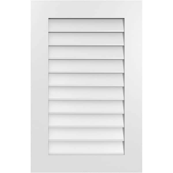 Ekena Millwork Vertical Surface Mount PVC Gable Vent: Non-Functional, w/ 3-1/2"W x 1"P Standard Frame, 22"W x 34"H - GVPVE22X3401SN