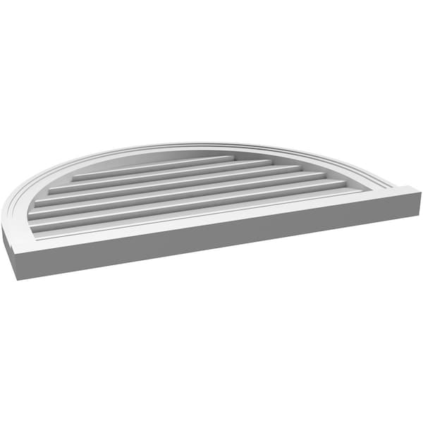 Ekena Millwork Round Top Surface Mount PVC Gable Vent: Functional, w/ 2"W x 2"P Brickmould Sill Frame, 32"W x 22"H - GVPRT32X2203SF