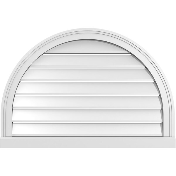 Ekena Millwork Round Top Surface Mount PVC Gable Vent: Functional, w/ 2"W x 2"P Brickmould Sill Frame, 32"W x 22"H - GVPRT32X2203SF