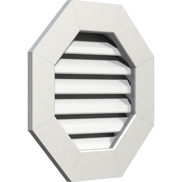 Ekena Millwork Octagonal Gable Vent Functional, PVC Gable Vent w/ 1" x 4" Flat Trim Frame, 32"W x 32"H - GVPOC32X3201FUN