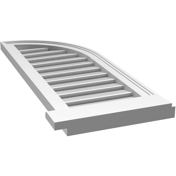 Ekena Millwork Quarter Round Top Right Surface Mount PVC Gable Vent w/ 2"W x 2"P Brickmould Sill Frame, 14"W x 36"H - GVPQR14X3603SF