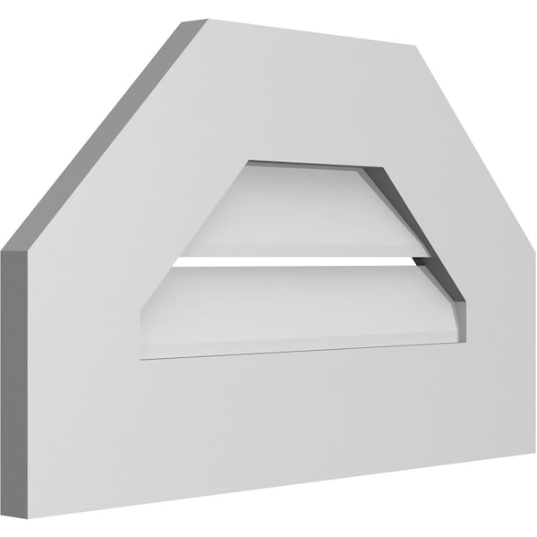Ekena Millwork Octagonal Top Surface Mount PVC Gable Vent: Functional, w/ 3-1/2"W x 1"P Standard Frame, 20"W x 12"H - GVPOT20X1201SF