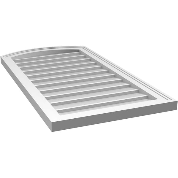 Ekena Millwork Arch Top Surface Mount PVC Gable Vent: Functional, w/ 2"W x 1-1/2"P Brickmould Frame, 20"W x 36"H - GVPAR20X3602SF