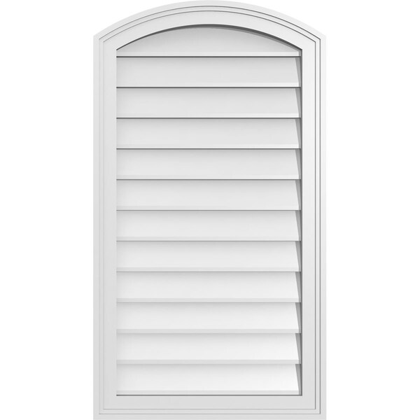 Ekena Millwork Arch Top Surface Mount PVC Gable Vent: Functional, w/ 2"W x 1-1/2"P Brickmould Frame, 20"W x 36"H - GVPAR20X3602SF