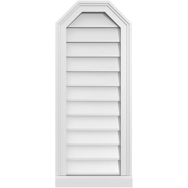 Ekena Millwork Octagonal Top Surface Mount PVC Gable Vent w/ 2"W x 2"P Brickmould Sill Frame, 14"W x 34"H - GVPOT14X3403SN