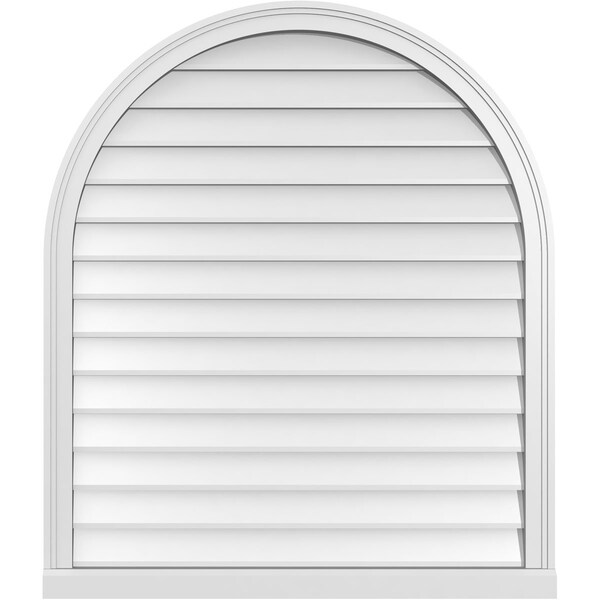 Ekena Millwork Round Top Surface Mount PVC Gable Vent w/ 2"W x 2"P Brickmould Sill Frame, 36"W x 42"H - GVPRT36X4203SN