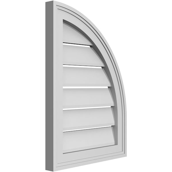 Ekena Millwork Quarter Round Top Right Surface Mount PVC Gable Vent w/ 2"W x 1-1/2"P Brickmould Frame, 16"W x 22"H - GVPQR16X2202SF