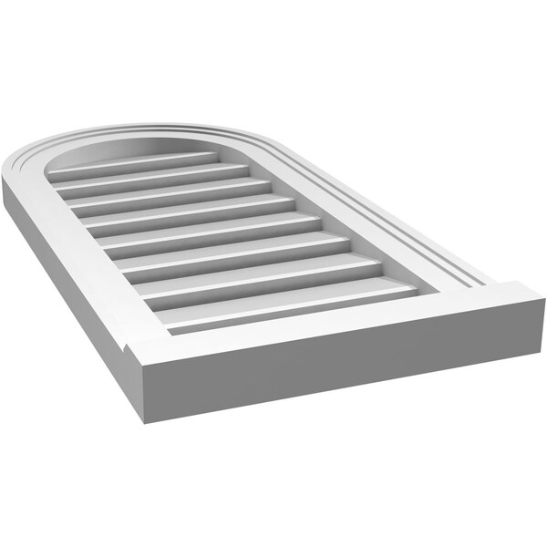 Ekena Millwork Round Top Surface Mount PVC Gable Vent: Functional, w/ 2"W x 2"P Brickmould Sill Frame, 14"W x 28"H - GVPRT14X2803SF