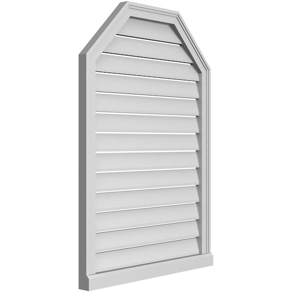 Ekena Millwork Octagonal Top Surface Mount PVC Gable Vent w/ 2"W x 2"P Brickmould Sill Frame, 28"W x 40"H - GVPOT28X4003SF