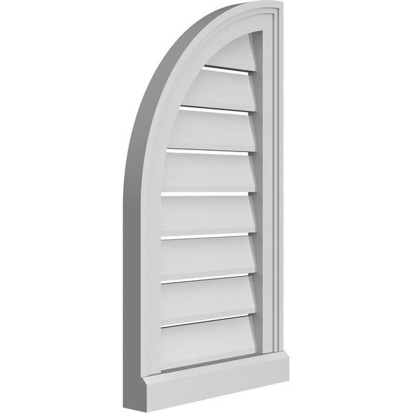 Ekena Millwork Quarter Round Top Left Surface Mount PVC Gable Vent w/ 2"W x 2"P Brickmould Sill Frame, 14"W x 26"H - GVPQL14X2603SF