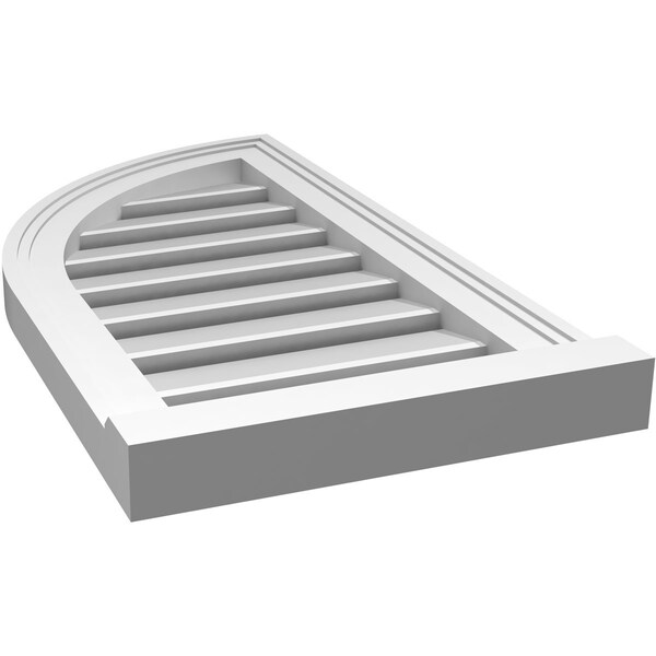 Ekena Millwork Quarter Round Top Left Surface Mount PVC Gable Vent w/ 2"W x 2"P Brickmould Sill Frame, 14"W x 26"H - GVPQL14X2603SF