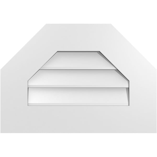 Ekena Millwork Octagonal Top Surface Mount PVC Gable Vent w/ 3-1/2"W x 1"P Standard Frame, 20"W x 14"H - GVPOT20X1401SN