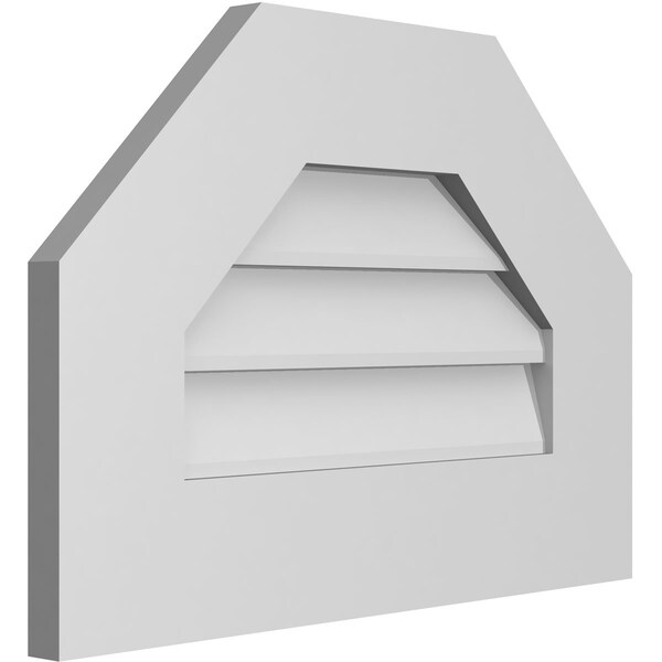 Ekena Millwork Octagonal Top Surface Mount PVC Gable Vent w/ 3-1/2"W x 1"P Standard Frame, 20"W x 14"H - GVPOT20X1401SN