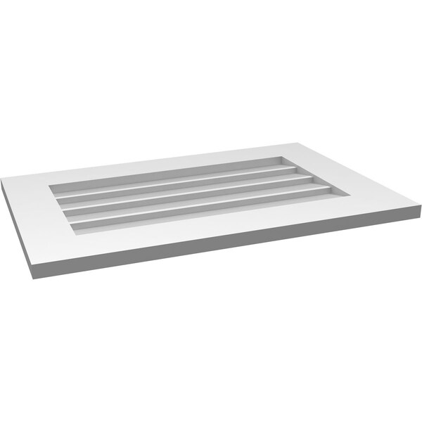 Ekena Millwork Vertical Surface Mount PVC Gable Vent: Non-Functional, w/ 3-1/2"W x 1"P Standard Frame, 28"W x 18"H - GVPVE28X1801SN