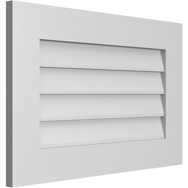 Ekena Millwork Vertical Surface Mount PVC Gable Vent: Non-Functional, w/ 3-1/2"W x 1"P Standard Frame, 28"W x 18"H - GVPVE28X1801SN