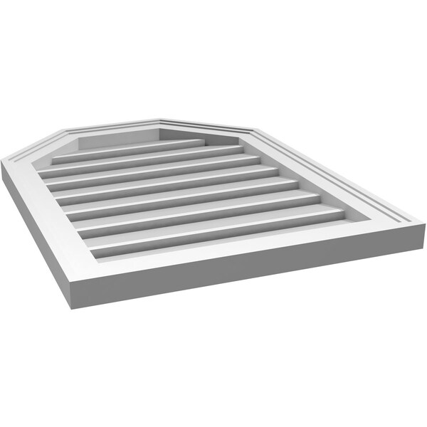 Ekena Millwork Octagonal Top Surface Mount PVC Gable Vent w/ 2"W x 1-1/2"P Brickmould Frame, 20"W x 26"H - GVPOT20X2602SF