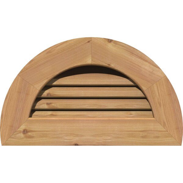 Ekena Millwork Half Round Gable Vent Functional Western Red Cedar Gable Vent w/1" x 4" Flat Trim Frame, 36"W x 18"H - GVWHR36X1801SFUWR
