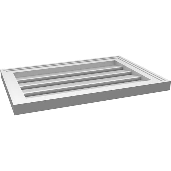 Ekena Millwork Vertical Surface Mount PVC Gable Vent: Functional, w/ 2"W x 1-1/2"P Brickmould Frame, 24"W x 16"H - GVPVE24X1602SF