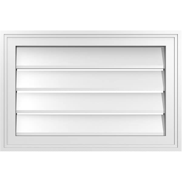 Ekena Millwork Vertical Surface Mount PVC Gable Vent: Functional, w/ 2"W x 1-1/2"P Brickmould Frame, 24"W x 16"H - GVPVE24X1602SF