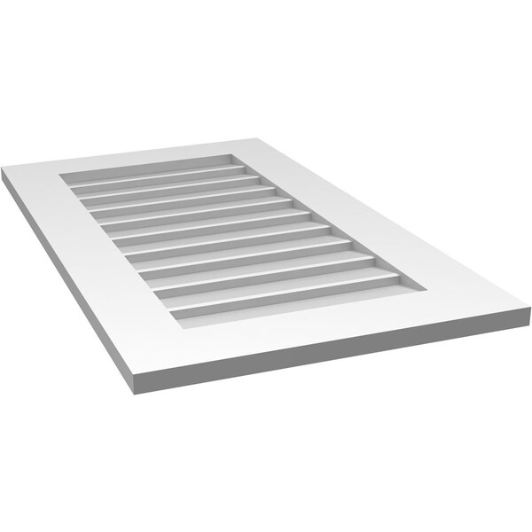 Ekena Millwork Vertical Surface Mount PVC Gable Vent: Non-Functional, w/ 3-1/2"W x 1"P Standard Frame, 20"W x 34"H - GVPVE20X3401SN