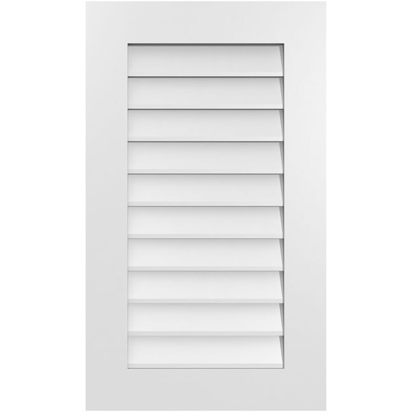 Ekena Millwork Vertical Surface Mount PVC Gable Vent: Non-Functional, w/ 3-1/2"W x 1"P Standard Frame, 20"W x 34"H - GVPVE20X3401SN