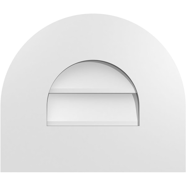 Ekena Millwork Round Top Surface Mount PVC Gable Vent: Non-Functional, w/ 3-1/2"W x 1"P Standard Frame, 14"W x 12"H - GVPRT14X1201SN