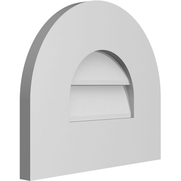 Ekena Millwork Round Top Surface Mount PVC Gable Vent: Non-Functional, w/ 3-1/2"W x 1"P Standard Frame, 14"W x 12"H - GVPRT14X1201SN