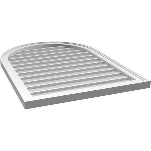 Ekena Millwork Round Top Surface Mount PVC Gable Vent w/ 2"W x 1-1/2"P Brickmould Frame, 26"W x 36"H - GVPRT26X3602SN