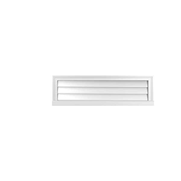 Ekena Millwork Vertical Surface Mount PVC Gable Vent w/ 2"W x 2"H , Brickmould Sill Frame, 40"W x 12"H - GVPVE40X1203SN