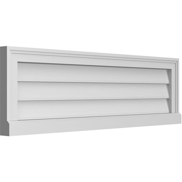 Ekena Millwork Vertical Surface Mount PVC Gable Vent w/ 2"W x 2"H , Brickmould Sill Frame, 40"W x 12"H - GVPVE40X1203SN