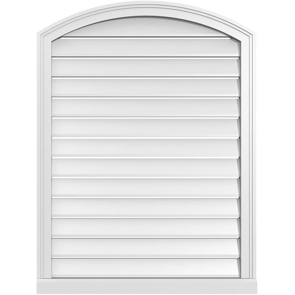 Ekena Millwork Arch Top Surface Mount PVC Gable Vent w/ 2"W x 2"P Brickmould Sill Frame, 30"W x 38"H - GVPAR30X3803SN