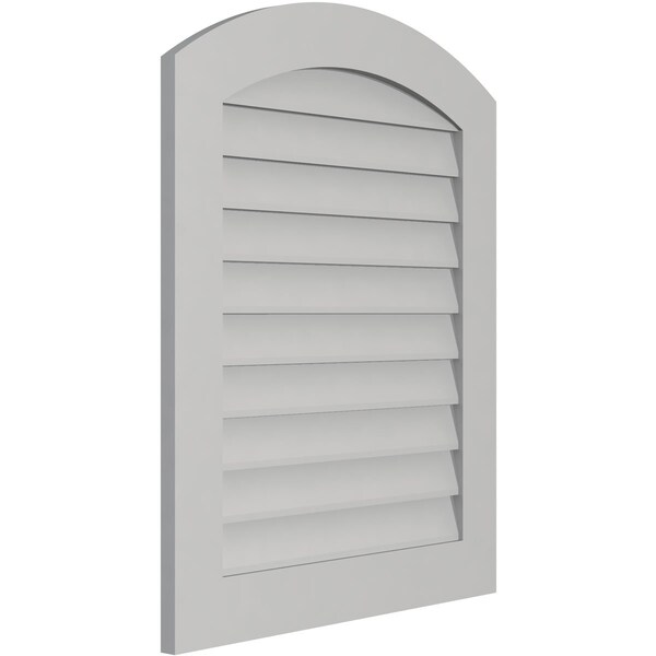 Ekena Millwork Arch Top Surface Mount PVC Gable Vent: Functional, w/ 3-1/2"W x 1"P Standard Frame, 28"W x 34"H - GVPAR28X3401SF