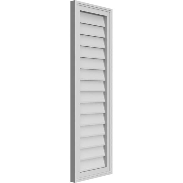 Ekena Millwork Vertical Surface Mount PVC Gable Vnt: Non-Functional, w/2"W x 1-1/2"H, Brickmould Frame, 14"W x 42"H - GVPVE14X4202SN